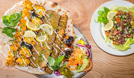 A plate of authentic Persian kebabs served fresh at Koolba in Glasgow.